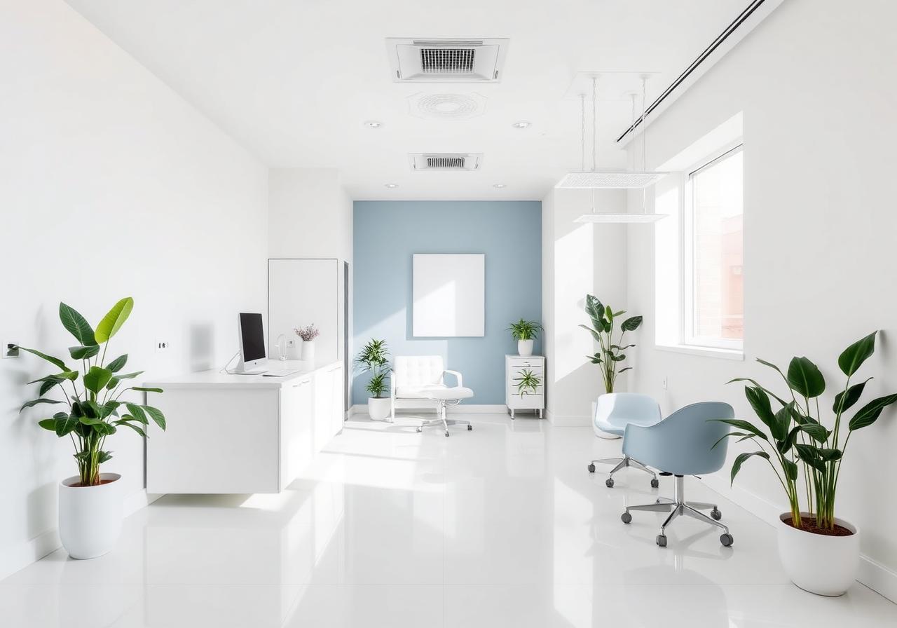 Recepção moderna da clínica Prévia Dentista em São Paulo